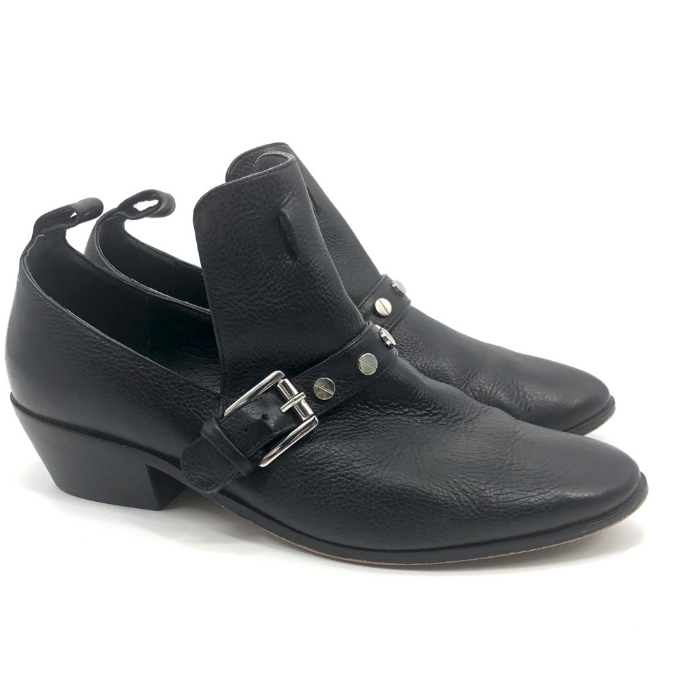✨Rebecca Minkoff Black Studded Pebbled Leather Moto Booties Missing Strap 9.5